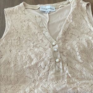 Parker Lace Trim Sleeveless Shell in Blush Beige